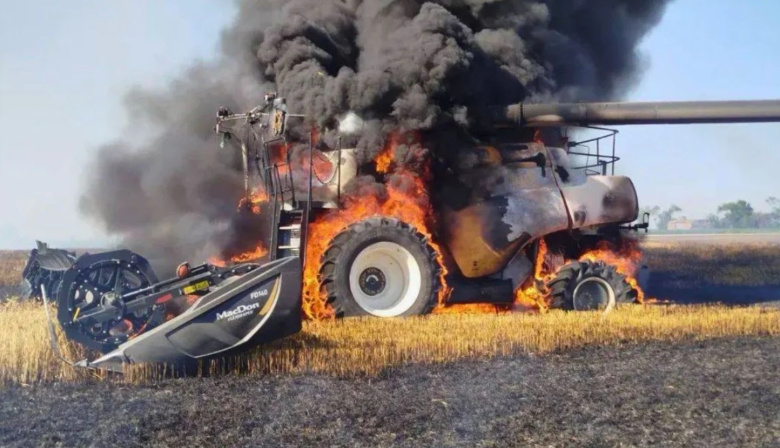 Varios incendios durante la cosecha de trigo en Santa Fe