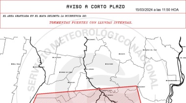 Emiten una nueva alerta por lluvias intensas en toda la región