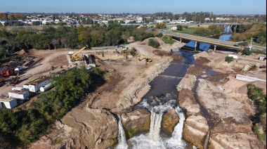 Avanza la obra para frenar el retroceso en la cascada del Saladillo
