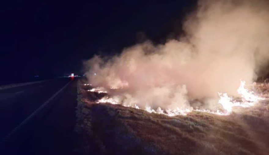 Un incendio de pastizales sobre la autopista requirió la intervención de Bomberos