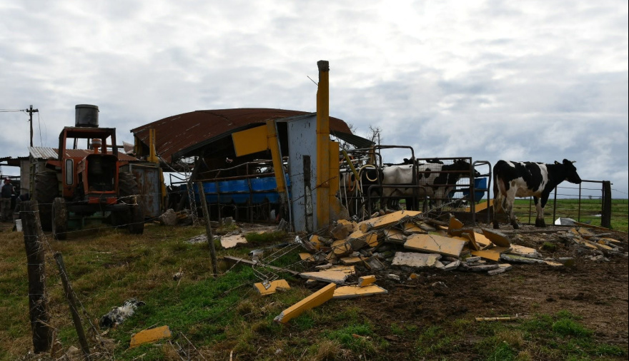 Tornado en Bernardo de Irigoyen: Así quedó el tambo afectado