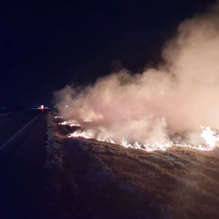 Un incendio de pastizales sobre la autopista requirió la intervención de Bomberos