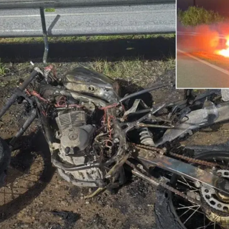 Se negó a un test de alcoholemia y prendió fuego su moto en Pueblo Esther